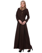 Zipped Brown Formal wear Abaya Brown