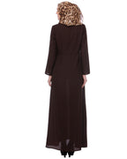 Zipped Brown Formal wear Abaya Brown