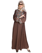 Majorelle Floral Pleated Abaya Oak Brown
