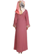 Majorelle Floral Pleated Abaya Onion Pink