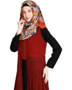 Lace Jacket Abaya Maroon