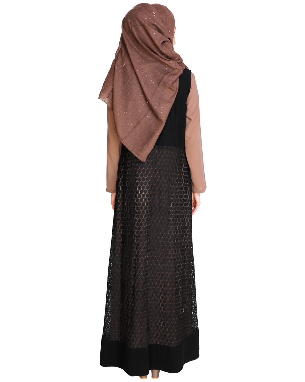 Lace Jacket Abaya Onion Pink