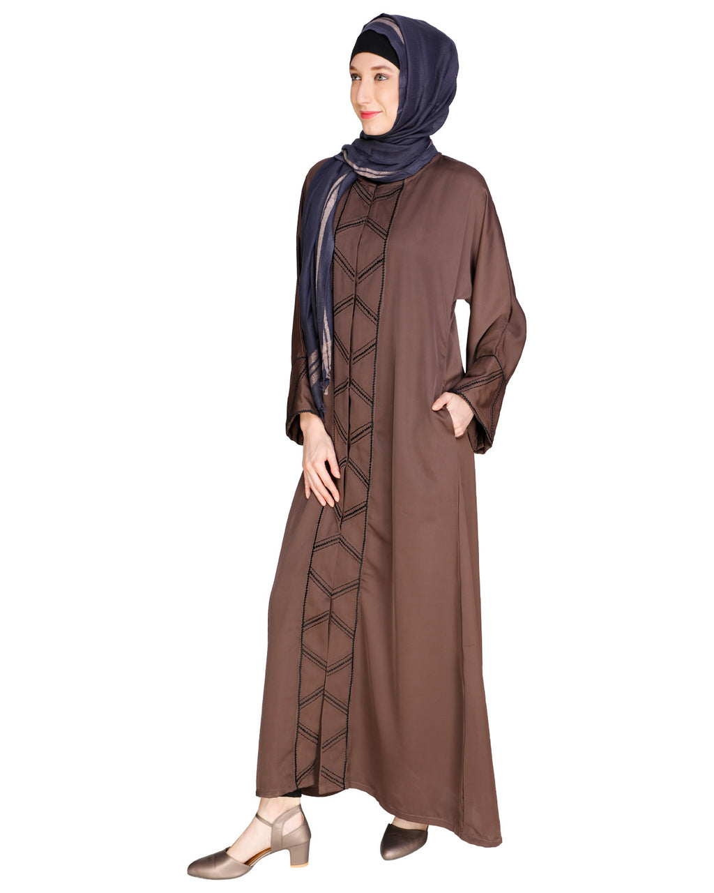 Classic Button down Abaya Brown