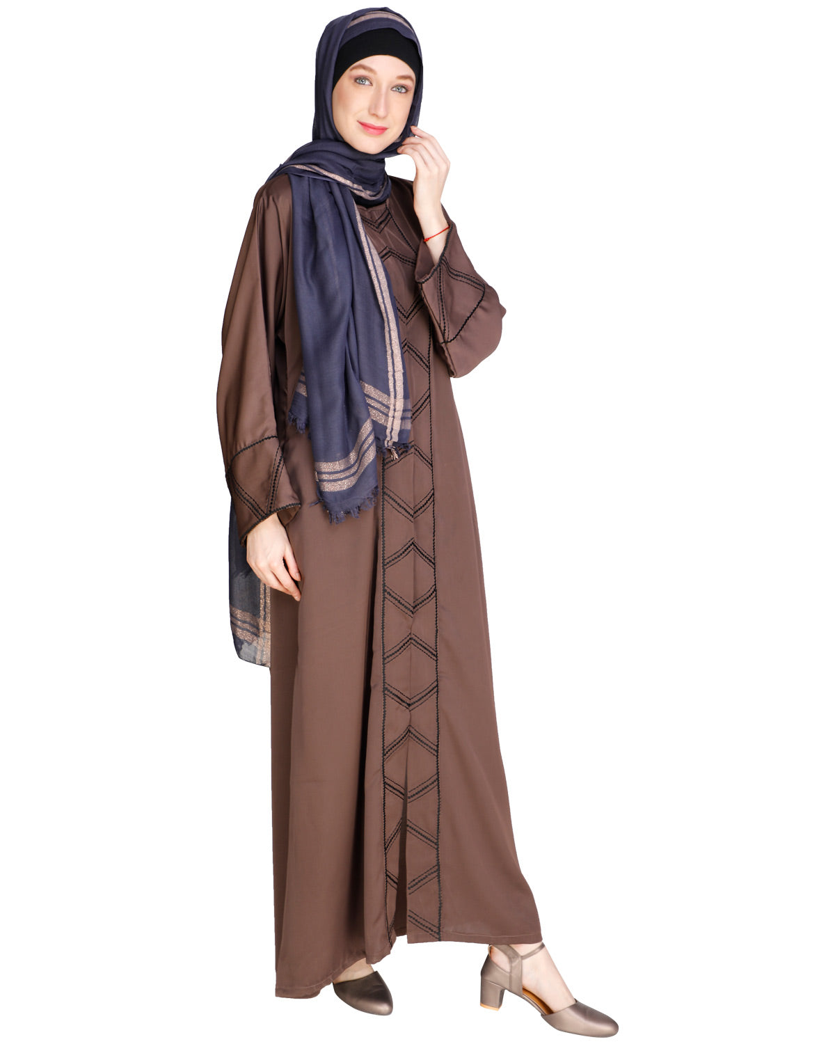 Classic Button down Abaya Brown