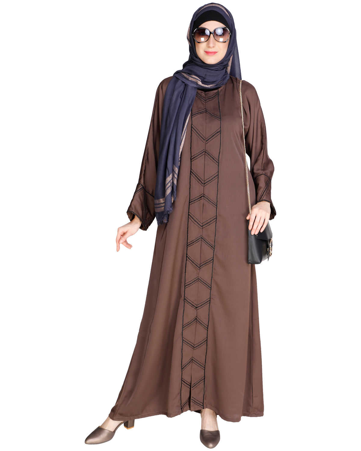 Classic Button down Abaya Brown