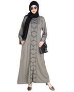 Classic Button down Abaya Grey
