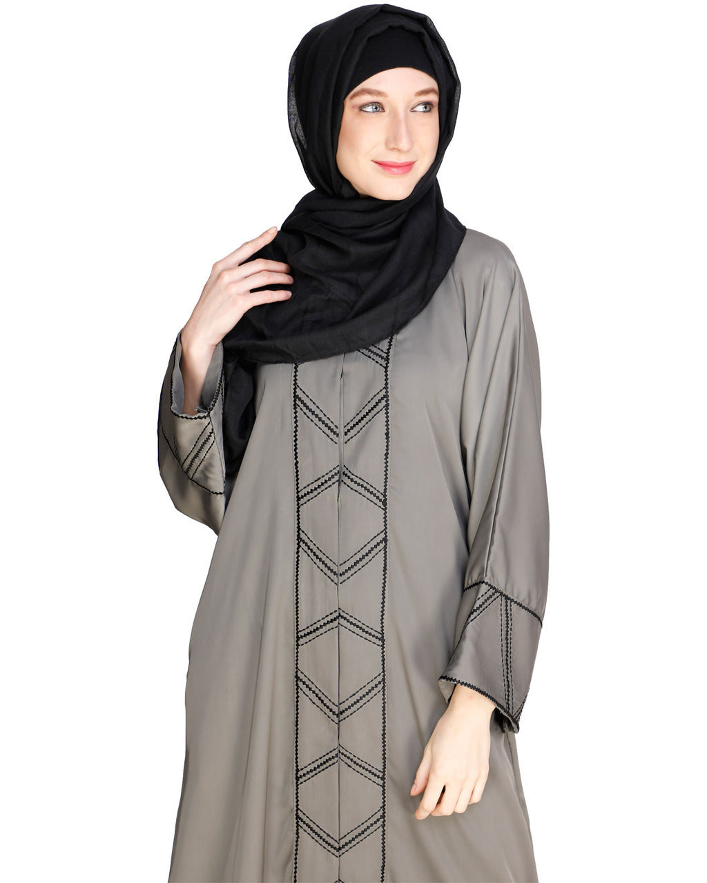 Classic Button down Abaya Grey