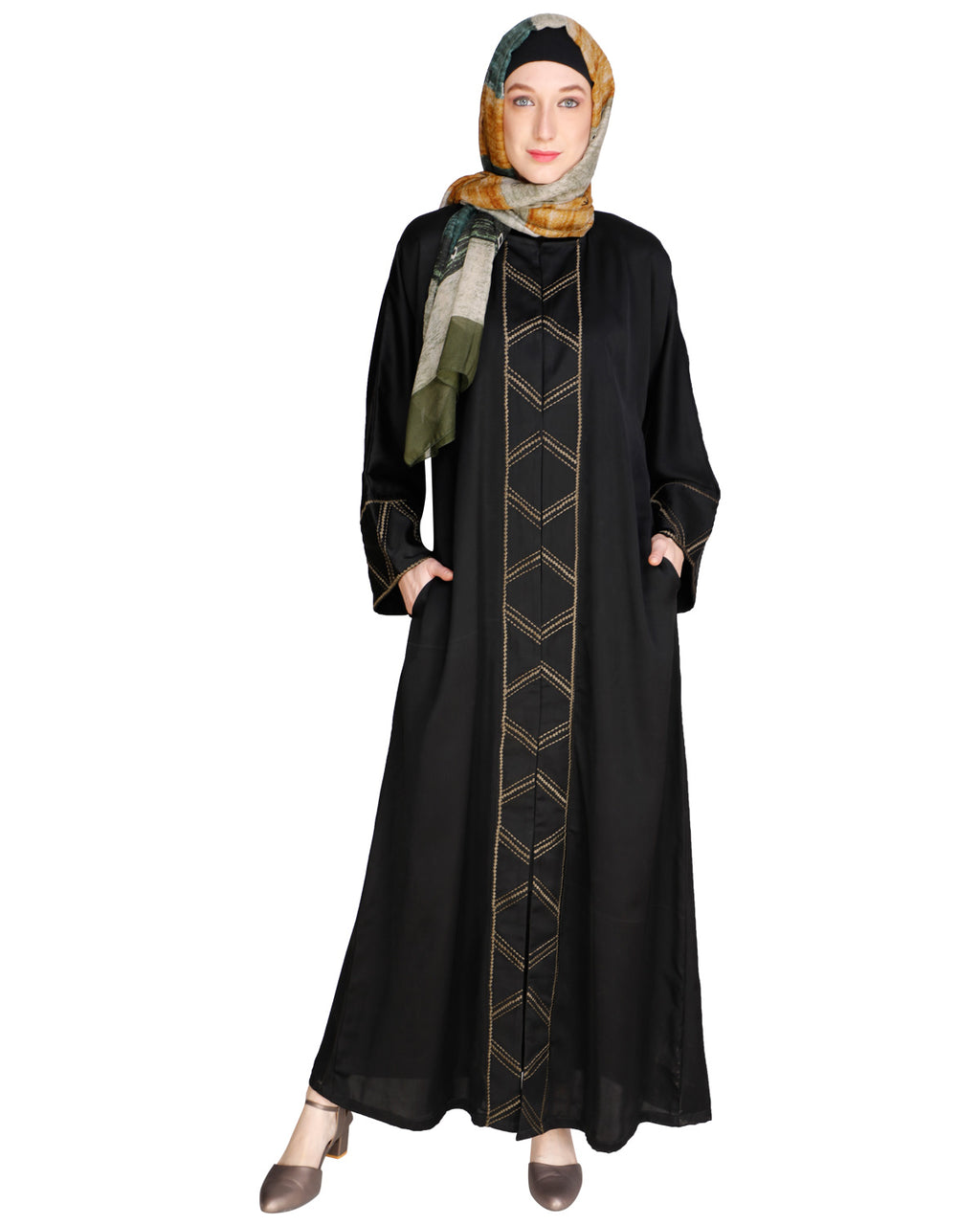 Classic Button down Abaya Black