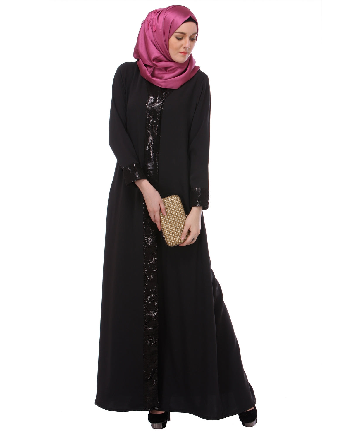 Falsa sequined Formal Abaya Black S