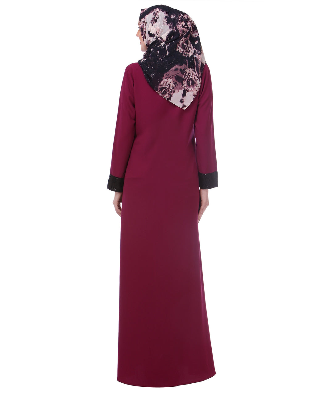 Falsa sequined Formal Abaya Pink S