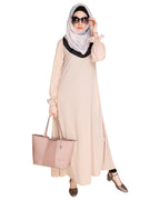 Gathered Sleeves Abaya Beige