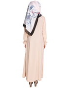 Gathered Sleeves Abaya Beige