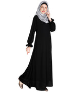 Gathered Sleeves Abaya Beige