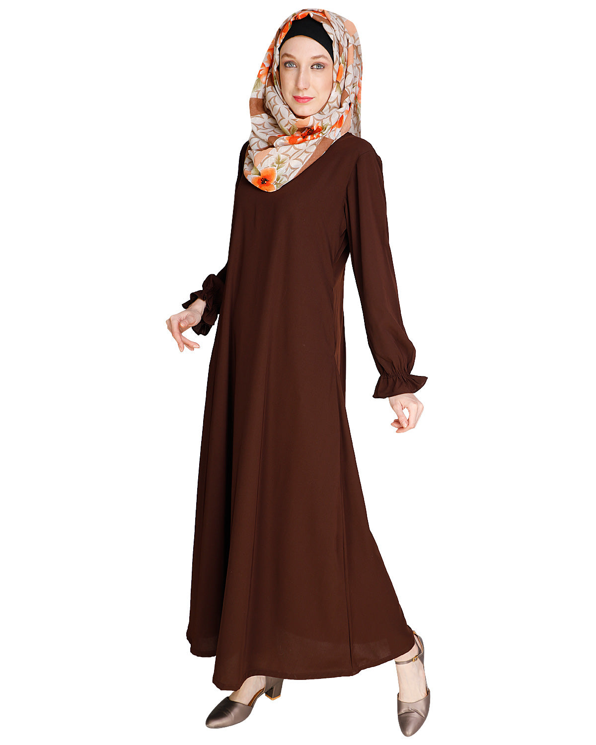 Gathered Sleeves Abaya Black