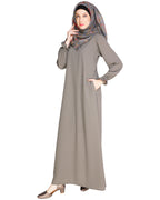 Gathered Sleeves Abaya Brown