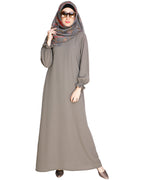 Gathered Sleeves Abaya Grey