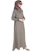 Gathered Sleeves Abaya Grey