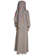 Gathered Sleeves Abaya Grey