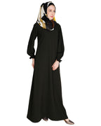 Gathered Sleeves Abaya Grey
