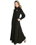 Gathered Sleeves Abaya Grey