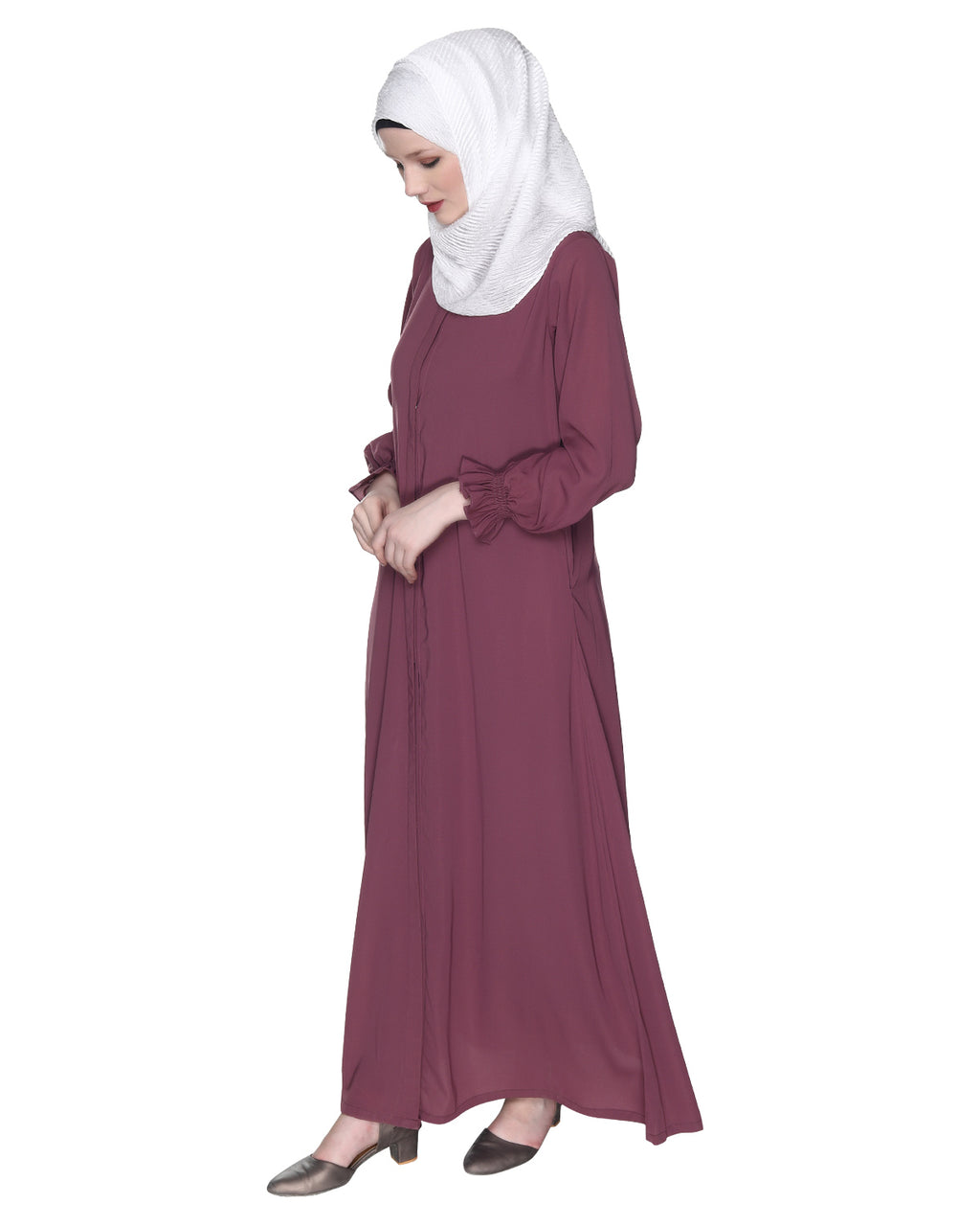 Gathered Sleeves Abaya Purple