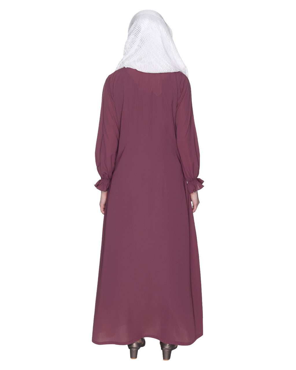 Gathered Sleeves Abaya Onion Pink