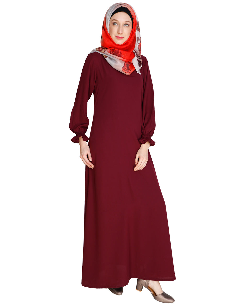 Gathered Sleeves Abaya Olive