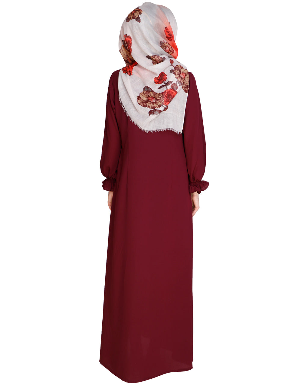 Gathered Sleeves Abaya Purple