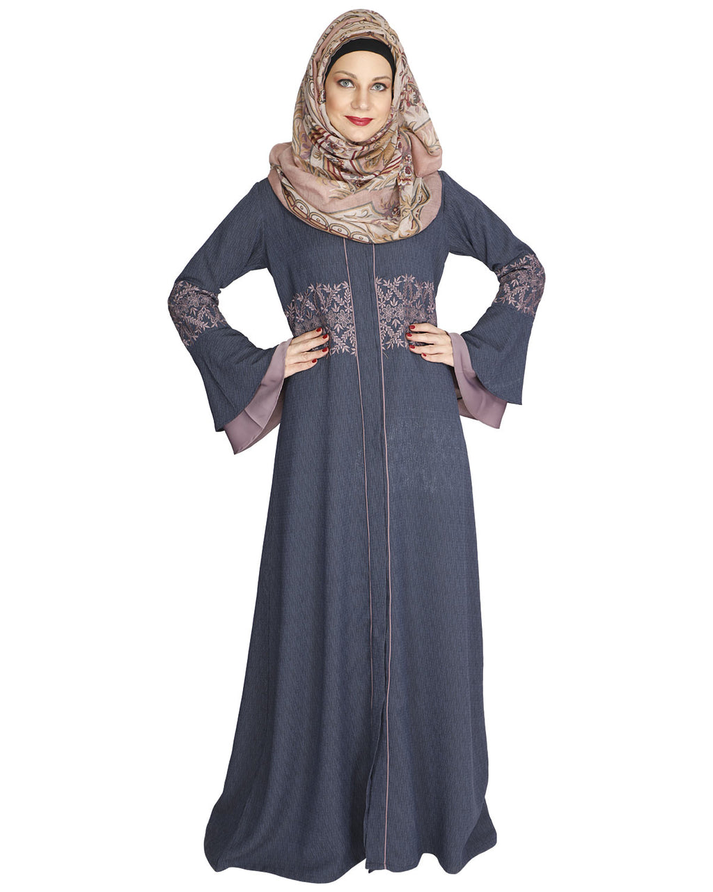 Jingle Bell Abaya Steel Blue