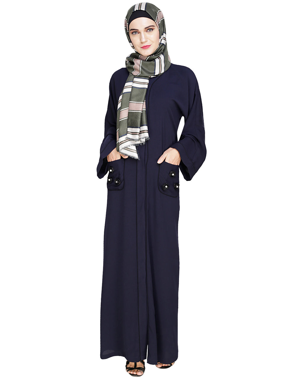 Classic Dubai Style Abaya Dark Blue