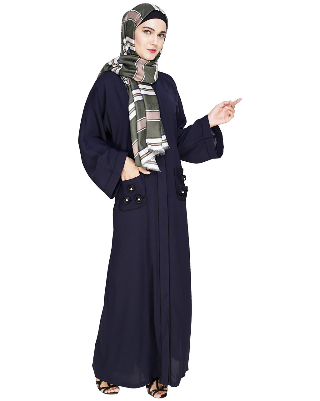 Classic Dubai Style Abaya Dark Blue