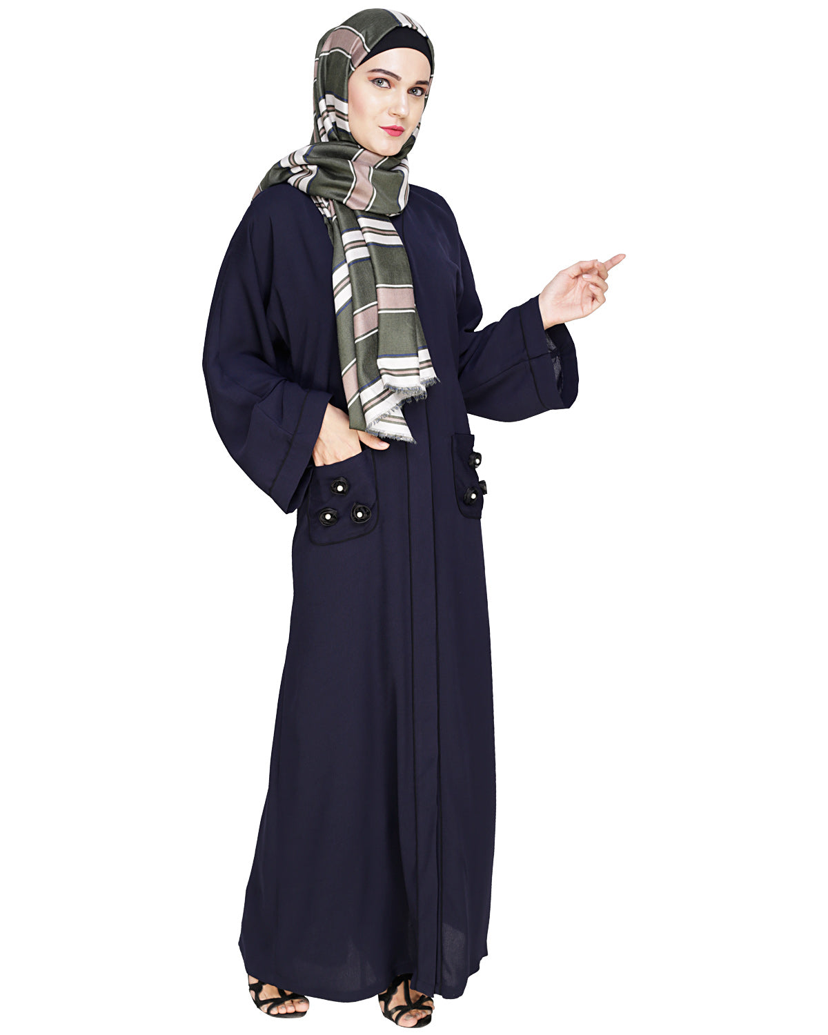 Classic Dubai Style Abaya Dark Blue
