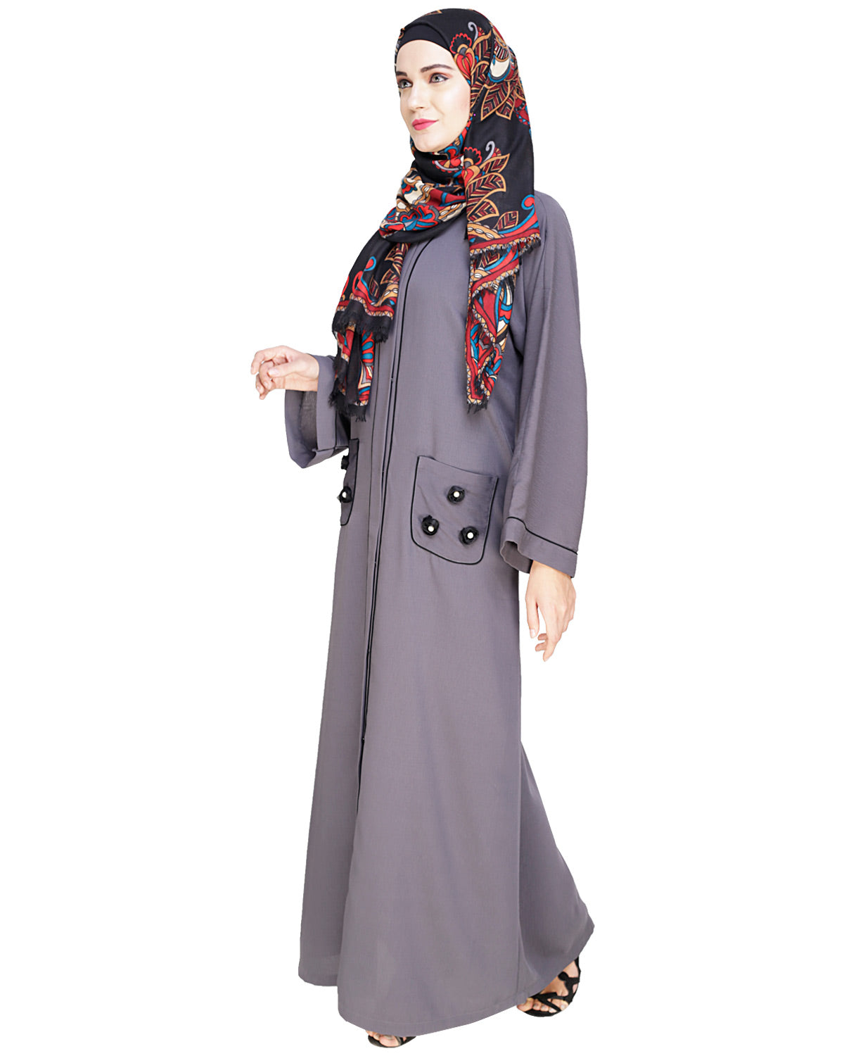 Classic Dubai Style Abaya Grey