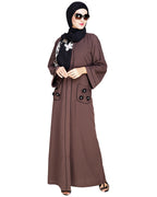 Classic Dubai Style Abaya Wood Brown
