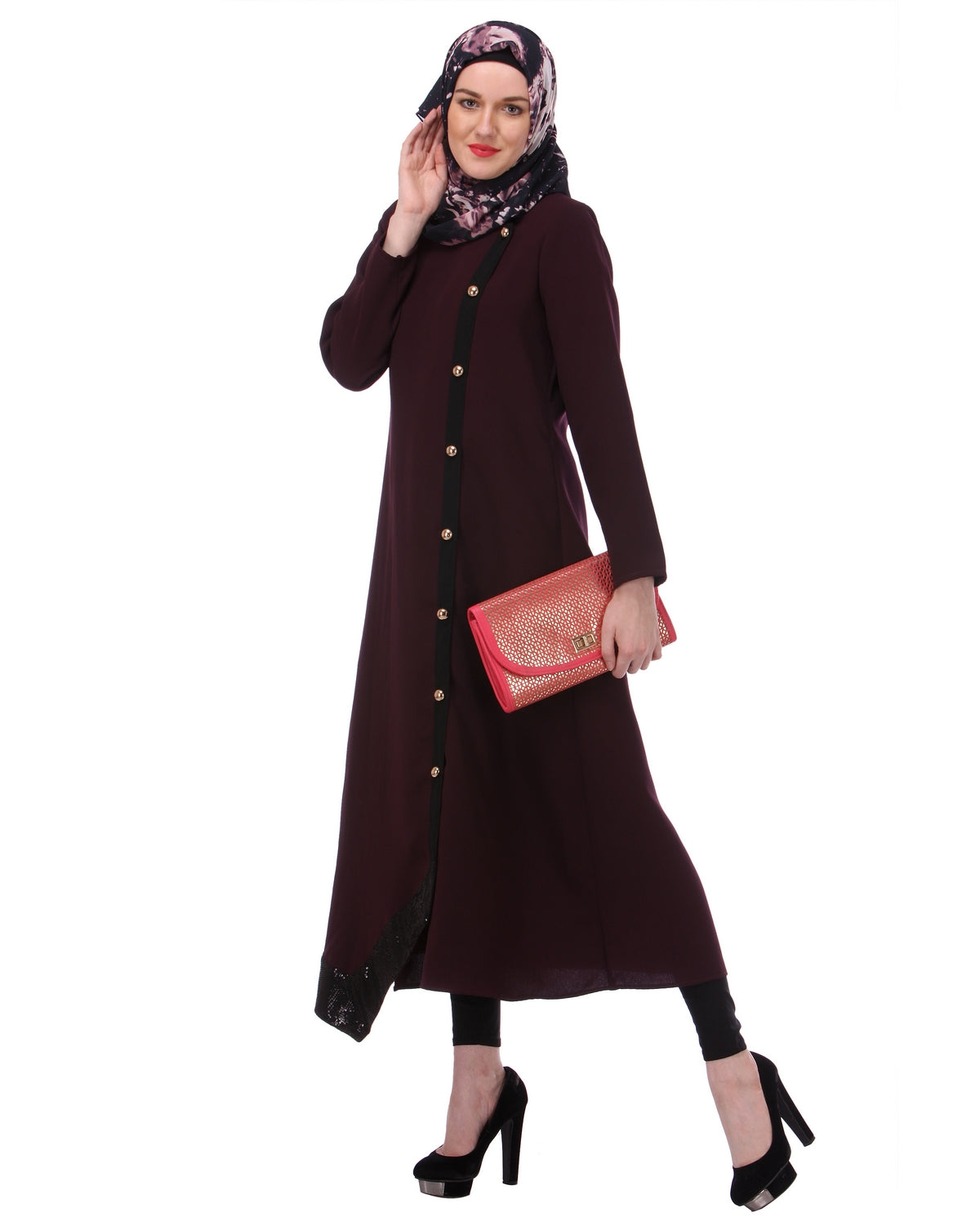 Button-down Abaya Purple