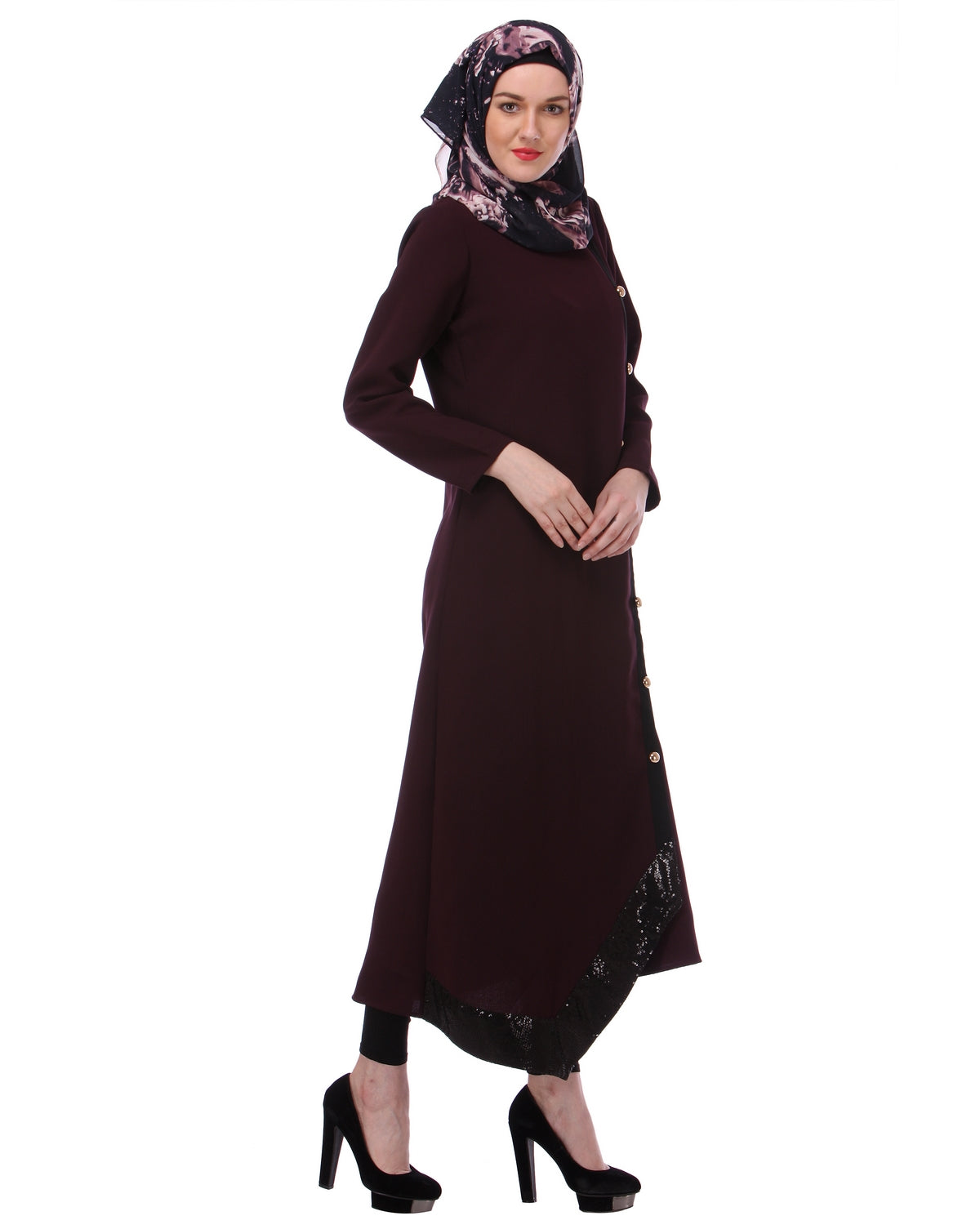 Button-down Abaya Purple