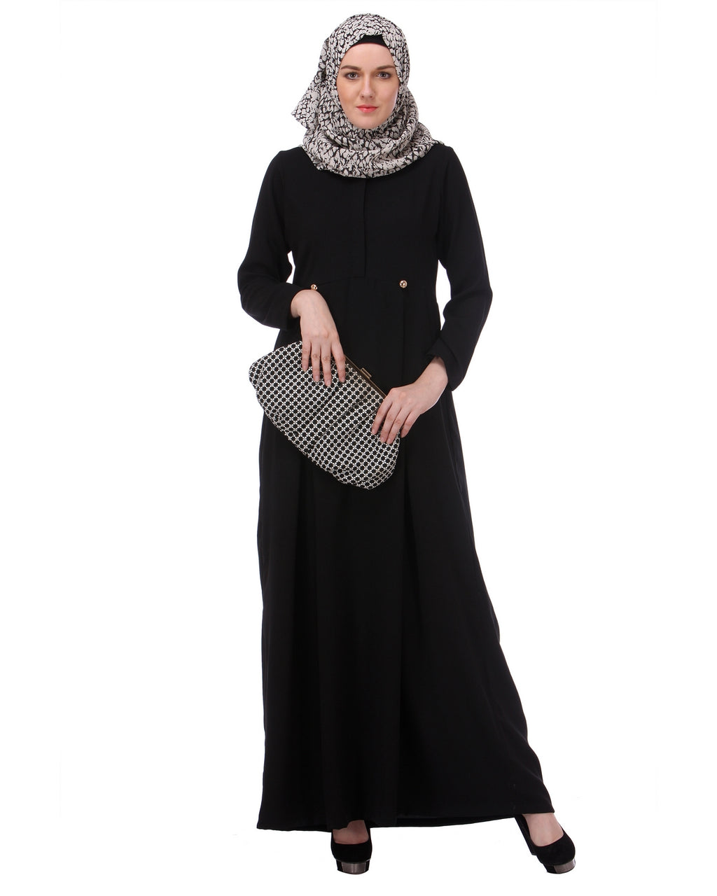 Flared Frock Style Abaya Black