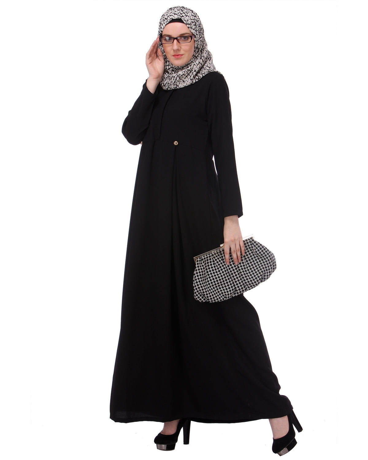 Flared Frock Style Abaya Black