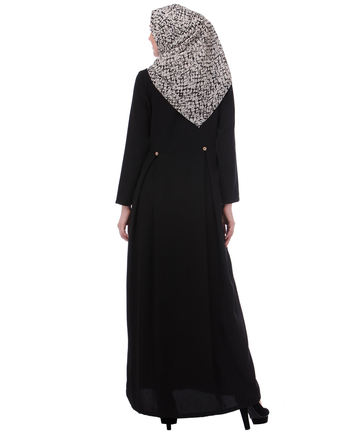 Flared Frock Style Abaya Black