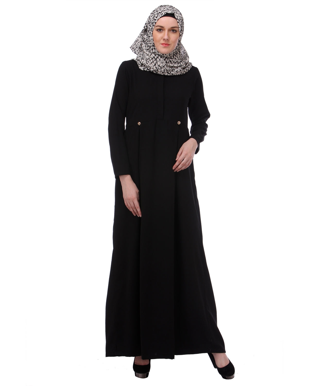 Flared Frock Style Abaya Black