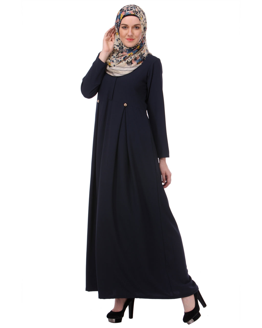 Flared Frock Style Abaya Blue