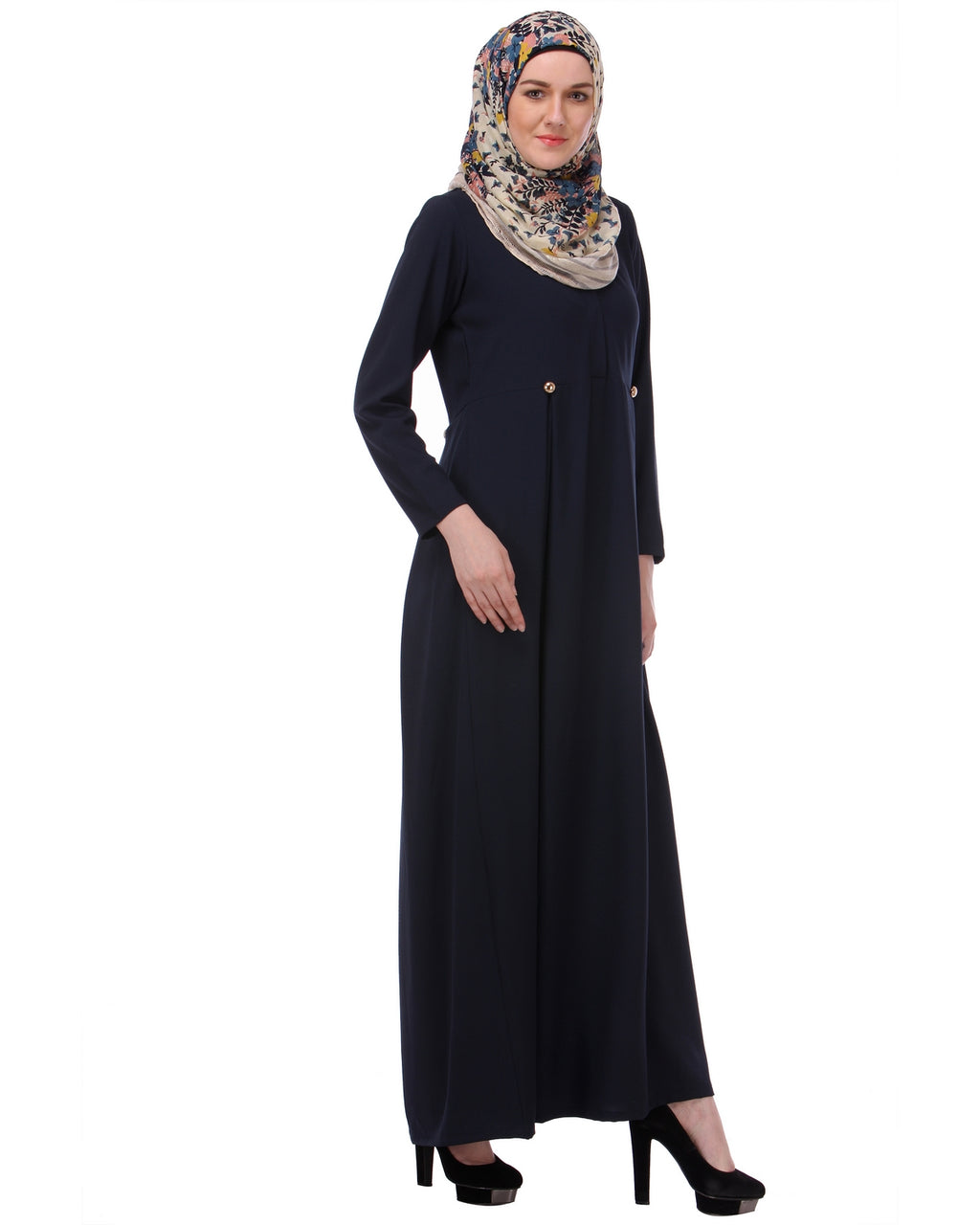 Flared Frock Style Abaya Blue
