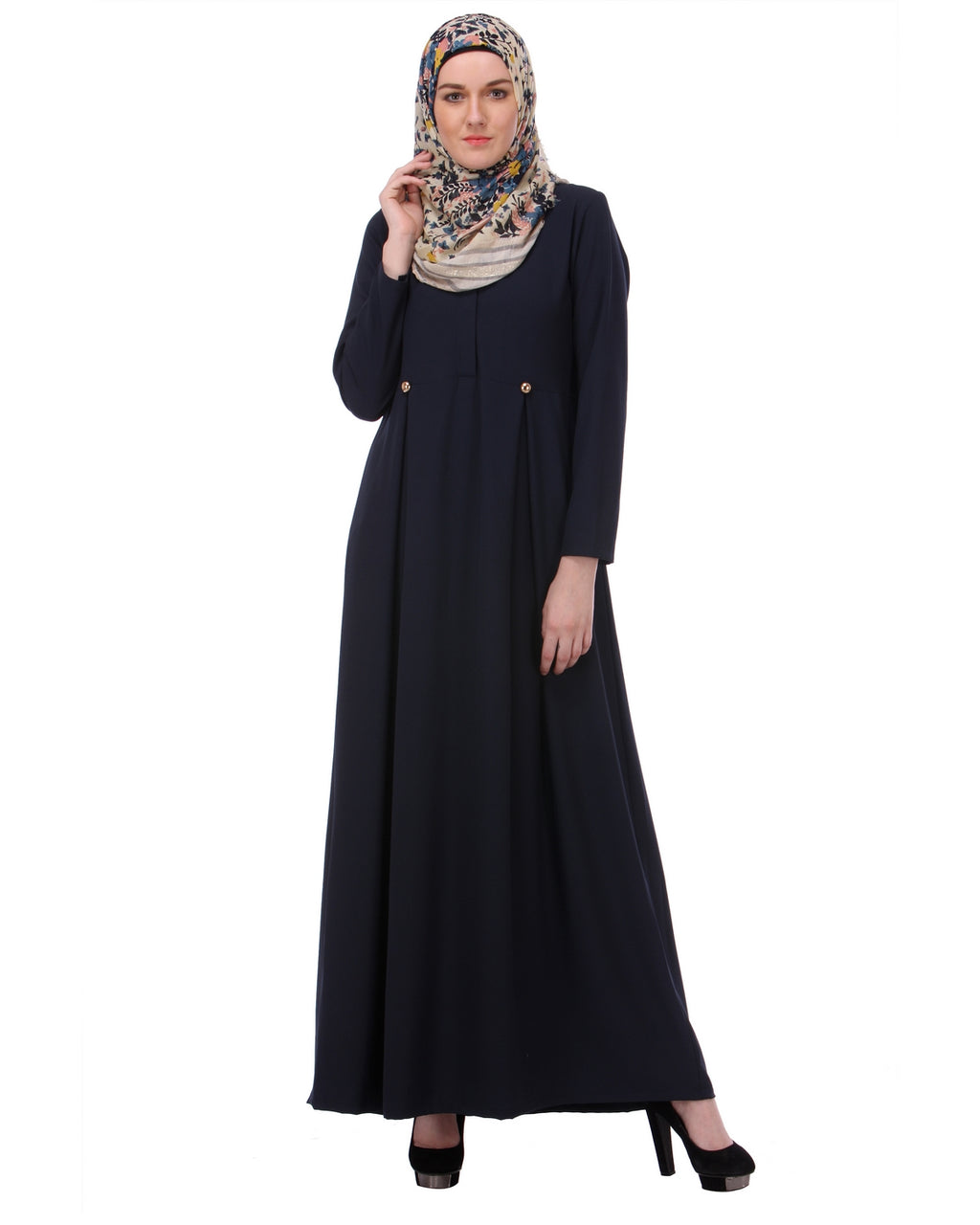 Flared Frock Style Abaya Blue