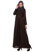 Flared Frock Style Abaya Brown