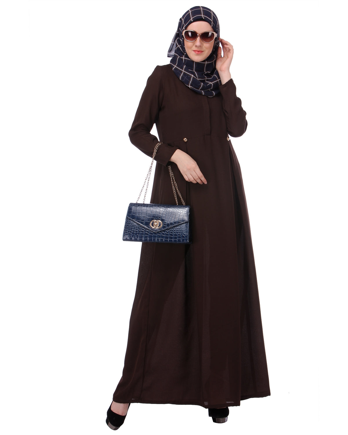 Flared Frock Style Abaya Brown