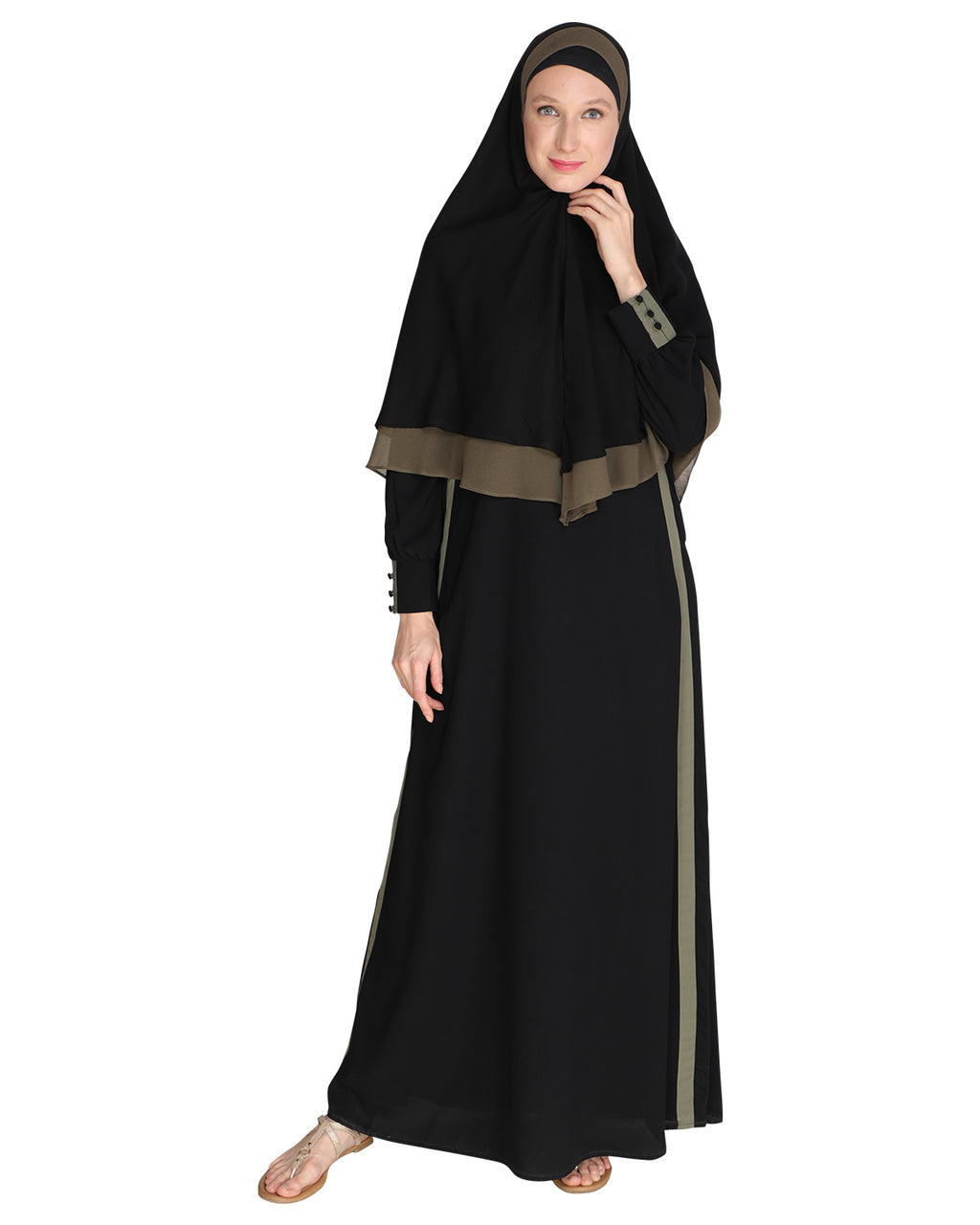 Abaya with Hijab Set Sage Green