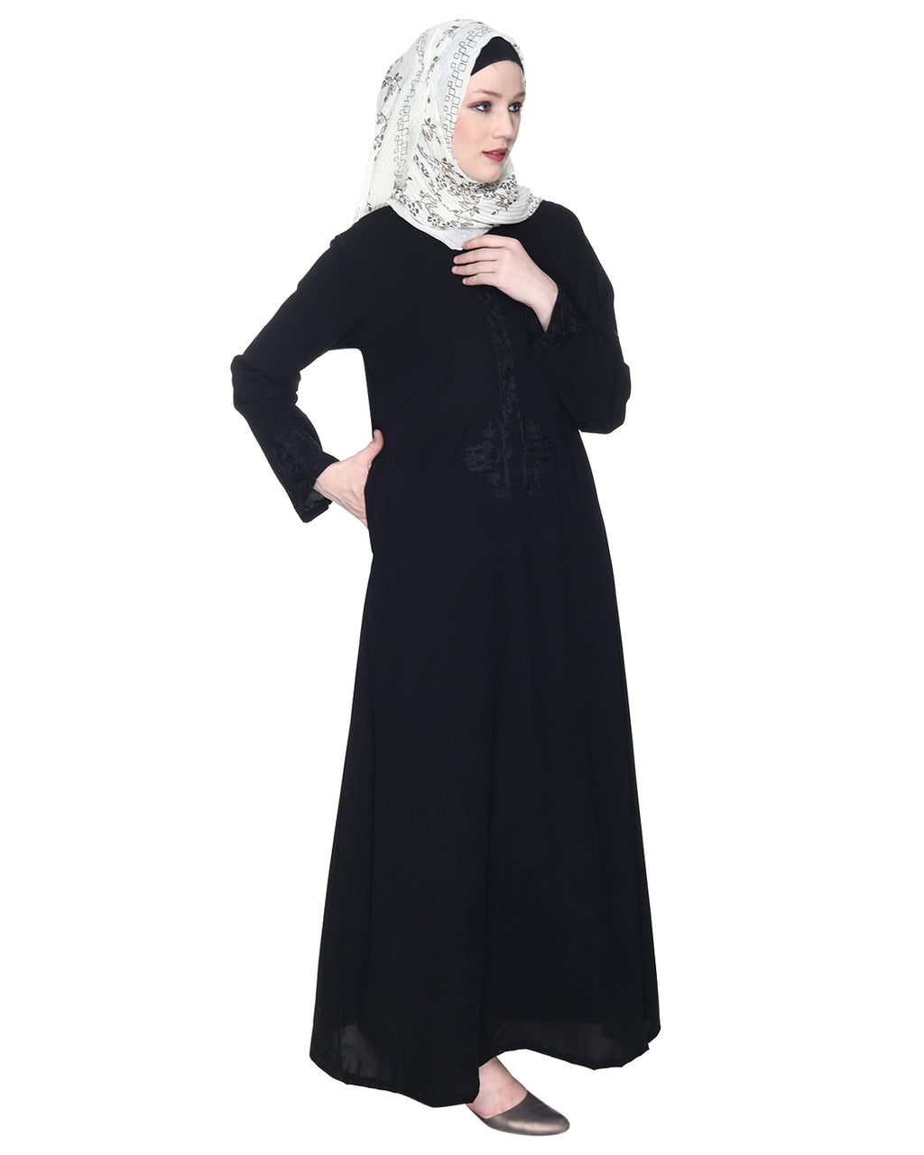 Persian Embroidered Abaya Black & Blue