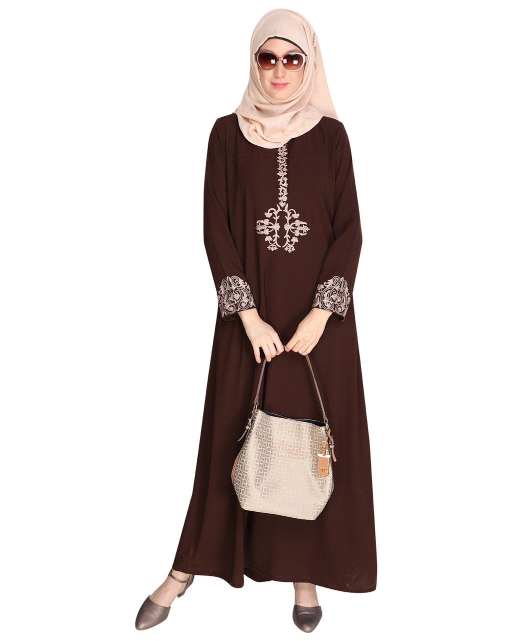Persian Embroidered Abaya Brown