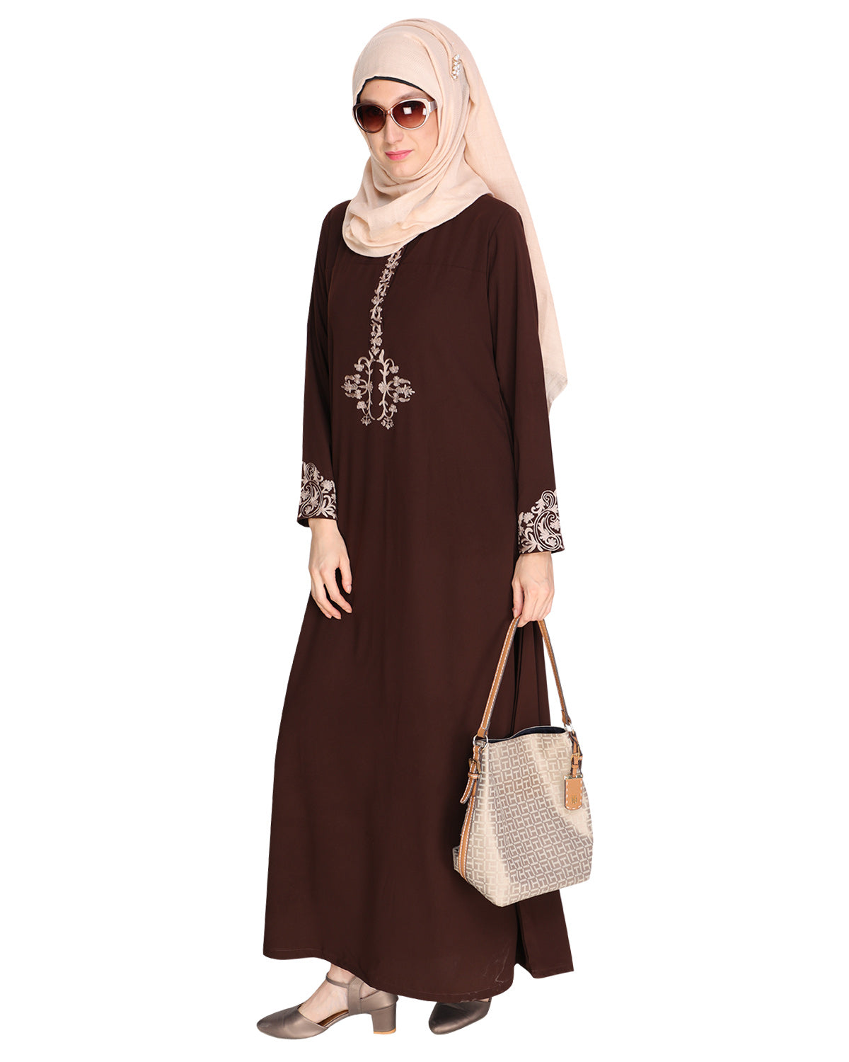 Persian Embroidered Abaya Brown
