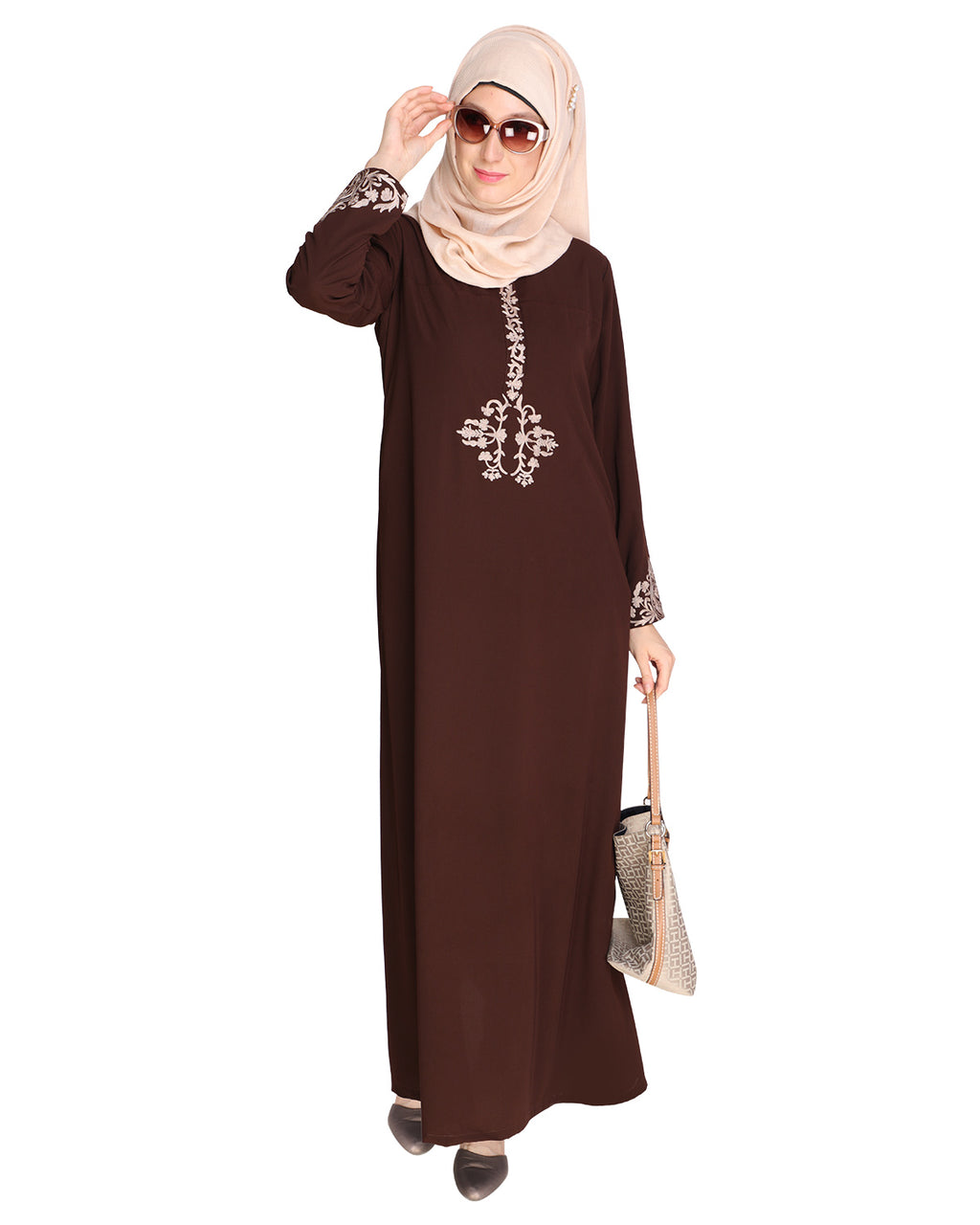 Persian Embroidered Abaya Brown